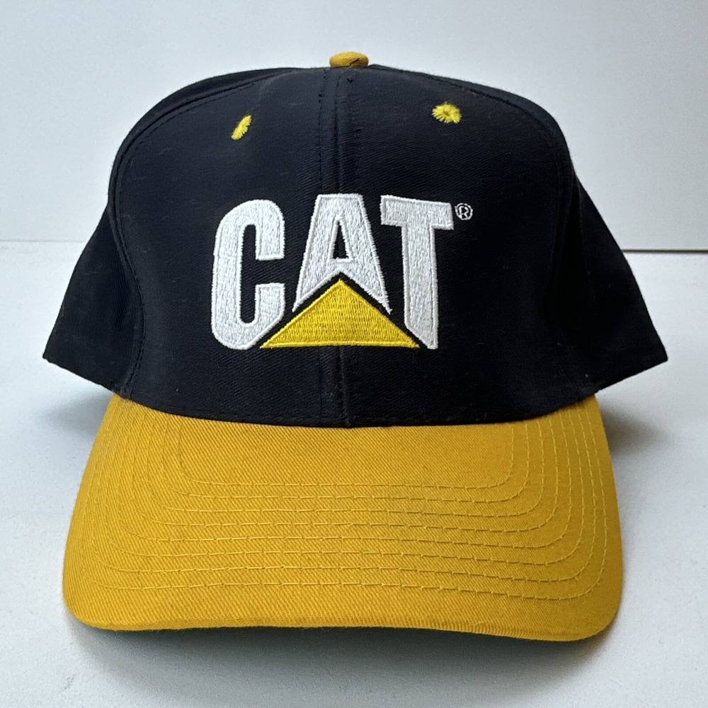 Vintage Cat Caterpillar Inc Yellow Black Cotton Snapback Hat Cap CYRK